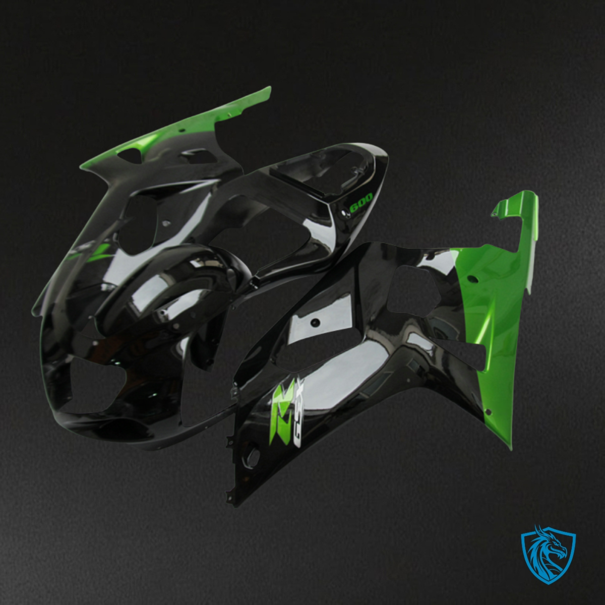Suzuki GSXR600/750 (2001-2003) Black & Glossy Green - Custom ABS Fairing Kit