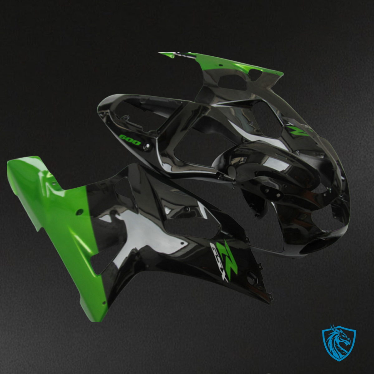 Suzuki GSXR600/750 (2001-2003) Black & Glossy Green - Custom ABS Fairing Kit