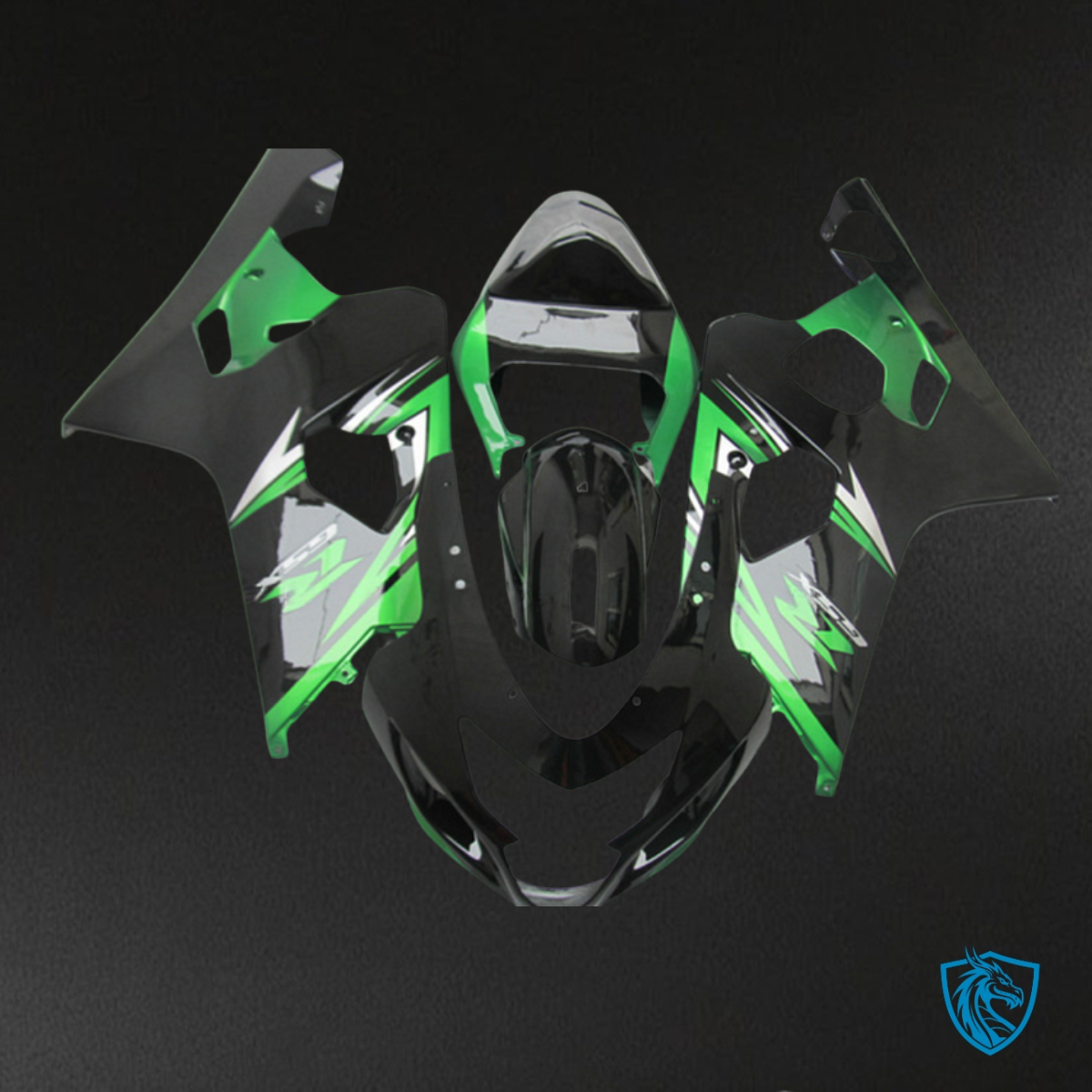 Suzuki GSXR600/750 (2001-2003) Black & Green ABS Bodywork - Fairings Kit