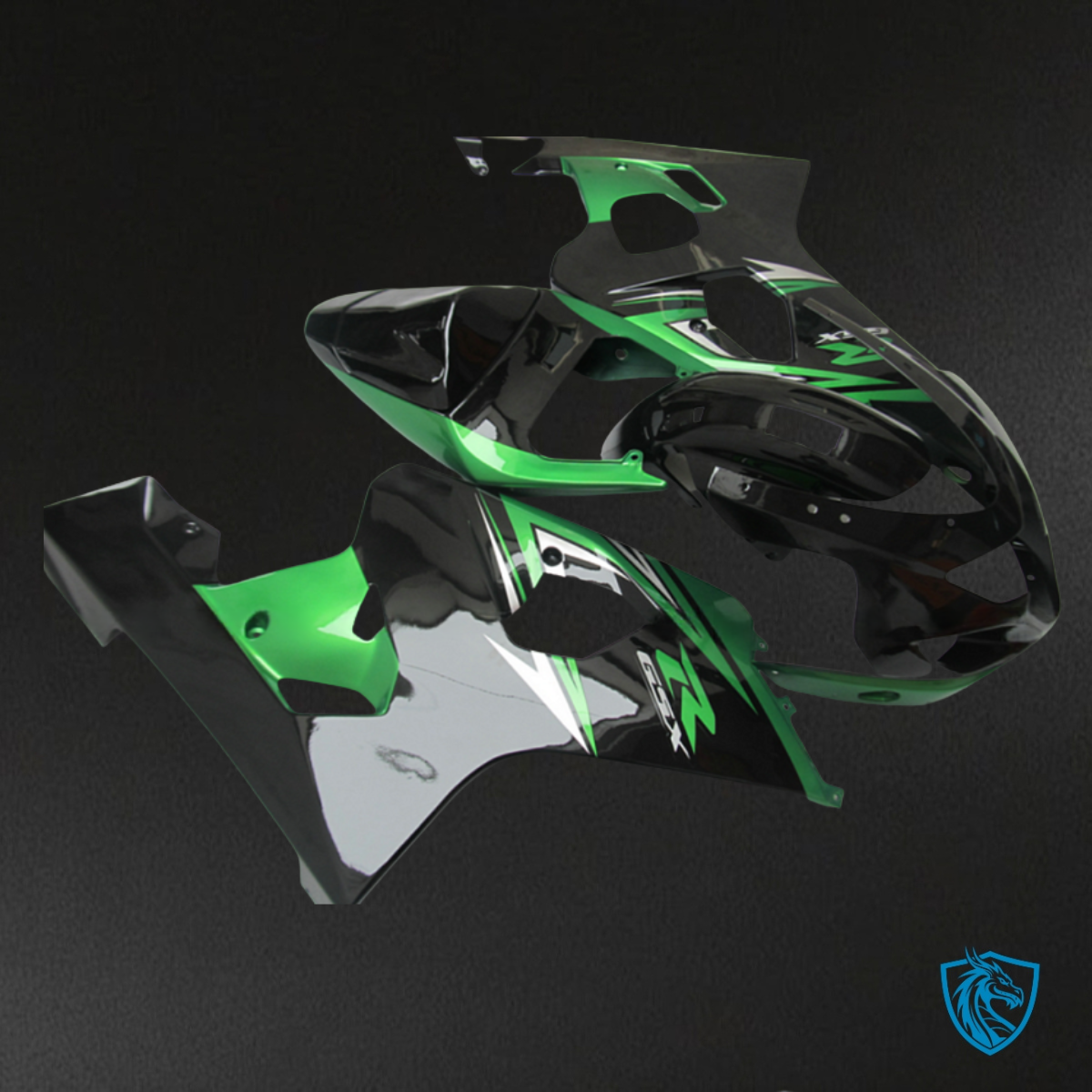 Suzuki GSXR600/750 (2001-2003) Black & Green logo Fairings Kit | ABS Bodywork