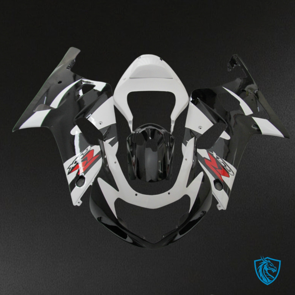 Suzuki GSXR600/750 (2001-2003) Black & Gloss White - MERGEment Motorcycle Fairings Kit