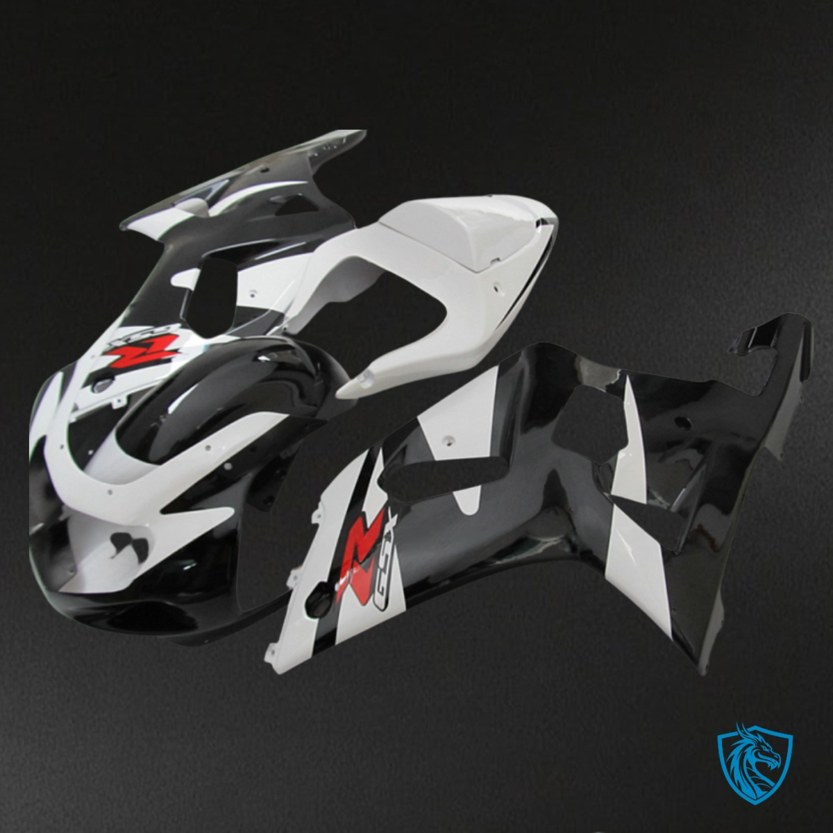Suzuki GSXR600/750 (2001-2003) Black & Gloss White - MERGEment Motorcycle Fairings Kit