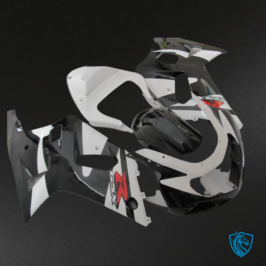 Suzuki GSXR600/750 (2001-2003) Gloss Black & White Fairings Kit - Aftermarket ABS Bodywork