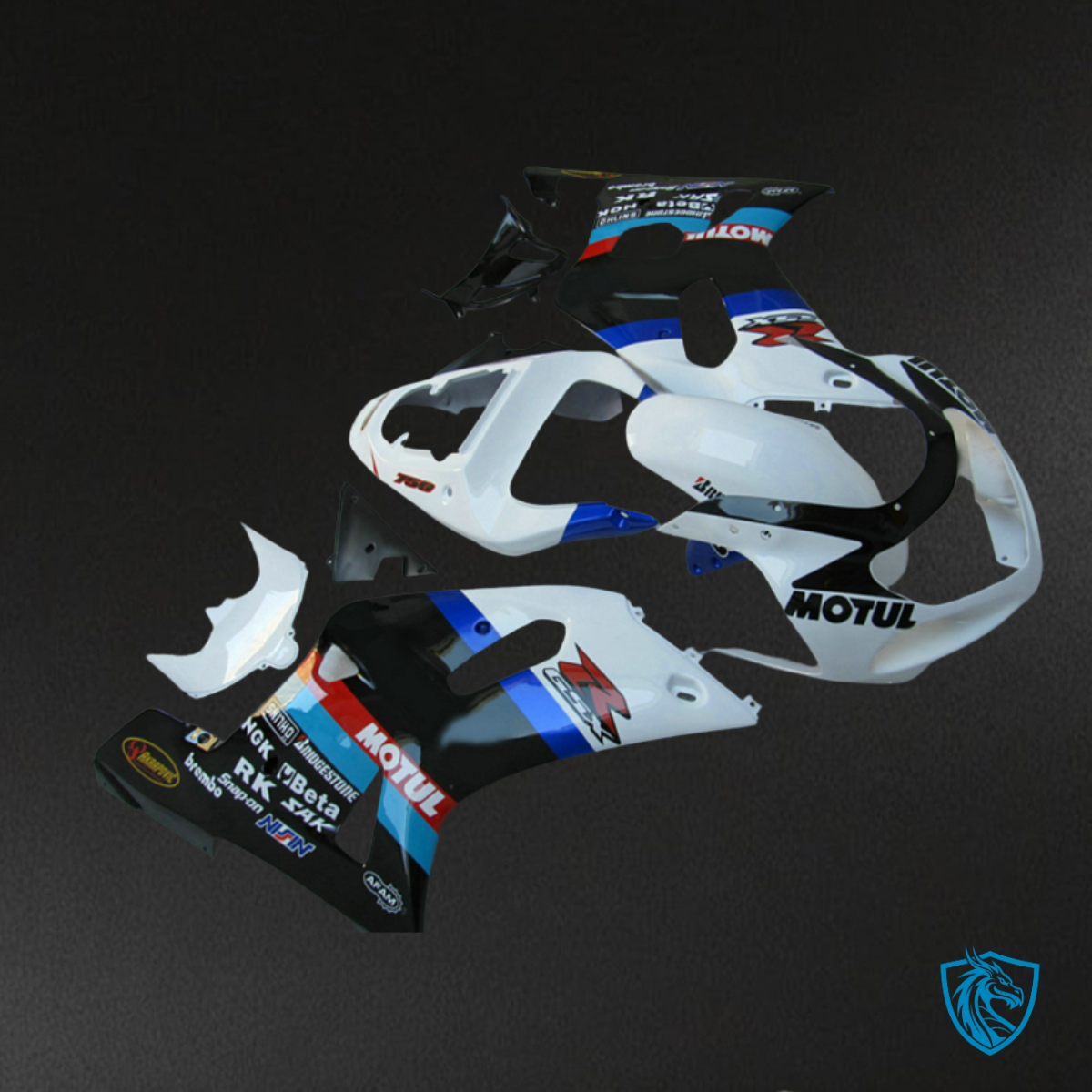 Suzuki GSXR600/750 (2001-2003) White & Black - Custom ABS Fairing Kit