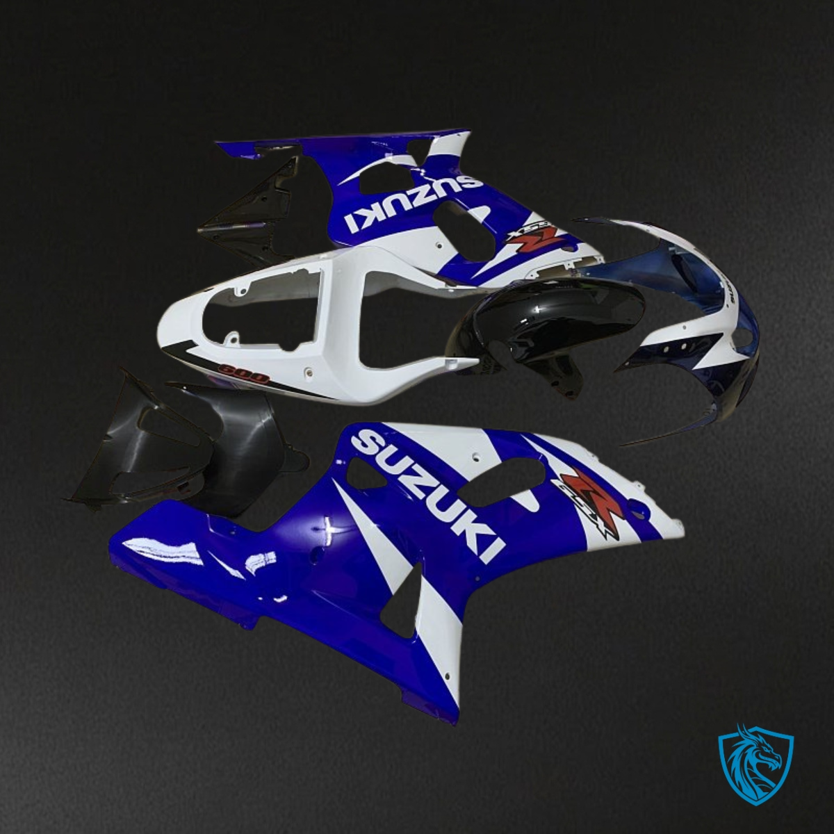 Suzuki GSXR600/750 (2001-2003) Blue, White & Black - Custom ABS Fairing Kit