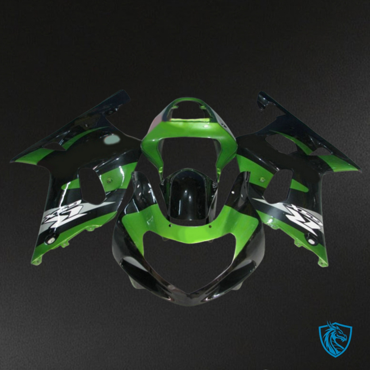 Suzuki GSXR600/750 (2001-2003) Green & Black logos Fairing Kit - Aftermarket ABS Bodywork