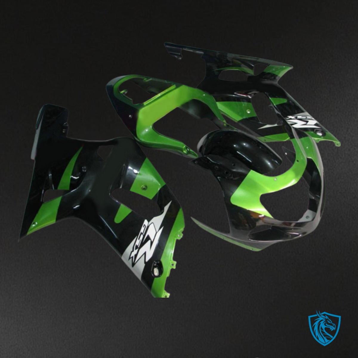 Suzuki GSXR600/750 (2001-2003) Green & Black logos Fairing Kit - Aftermarket ABS Bodywork