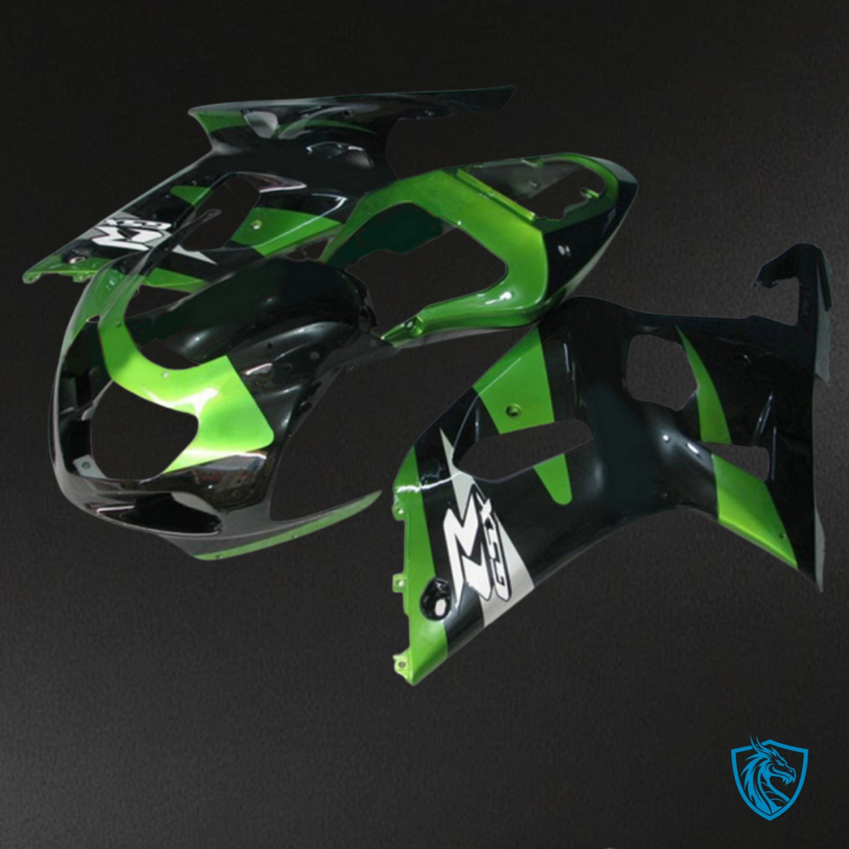 Suzuki GSXR600/750 (2001-2003) Green & Black logos Fairing Kit - Aftermarket ABS Bodywork