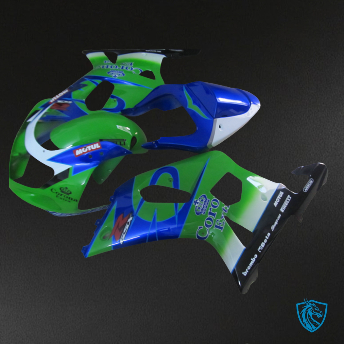 Suzuki GSXR600/750 (2001-2003) Green & Blue Fairings Kit - Aftermarket ABS Bodywork