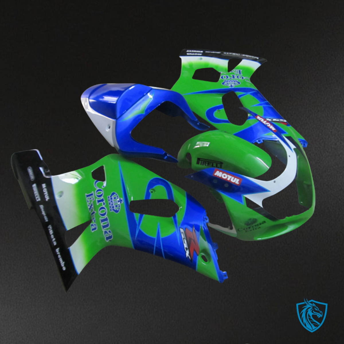 Suzuki GSXR600/750 (2001-2003) Green & Blue Fairings Kit - Aftermarket ABS Bodywork