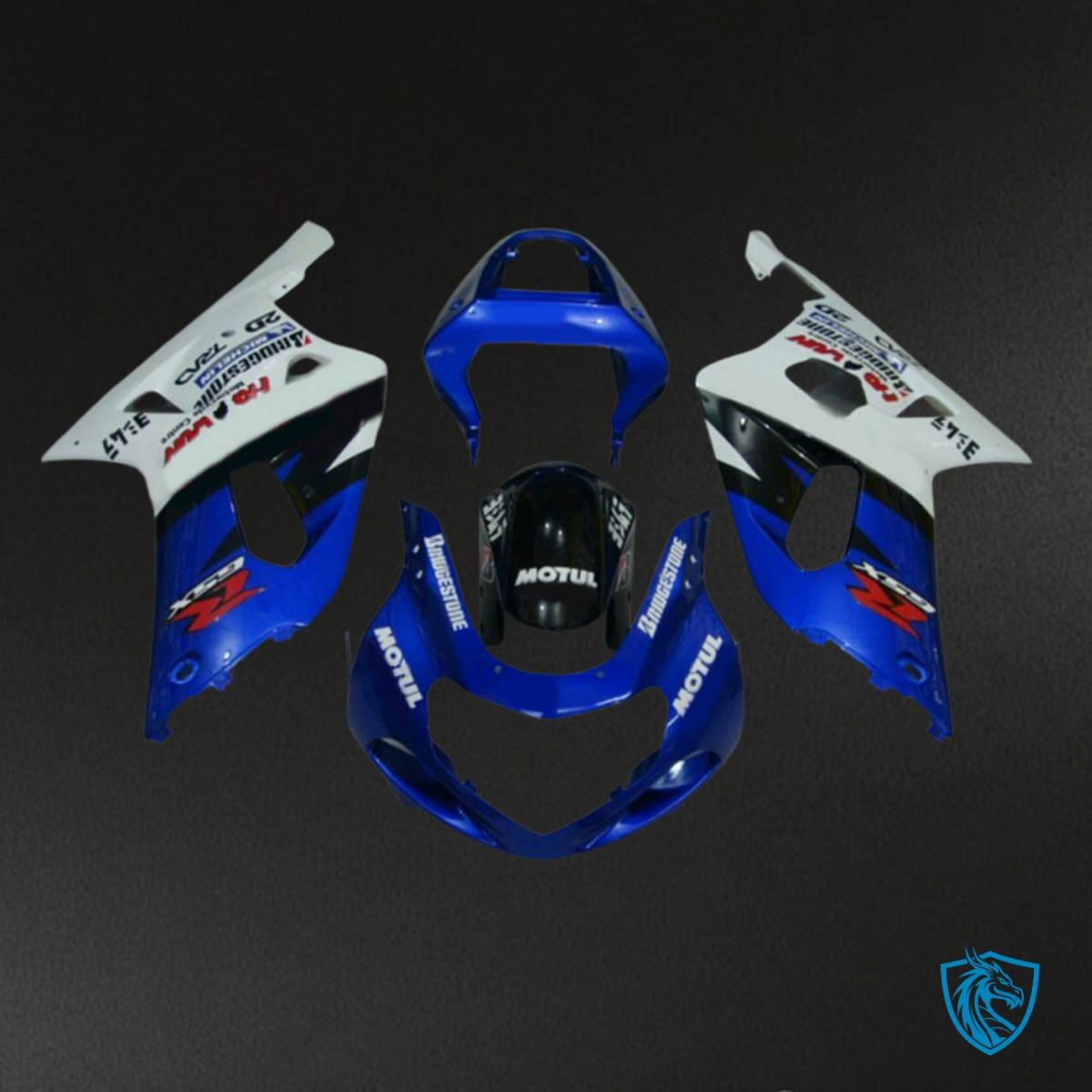 Suzuki GSXR600/750 (2001-2003) Gloss Blue & White Fairings Kit - Aftermarket ABS Bodywork