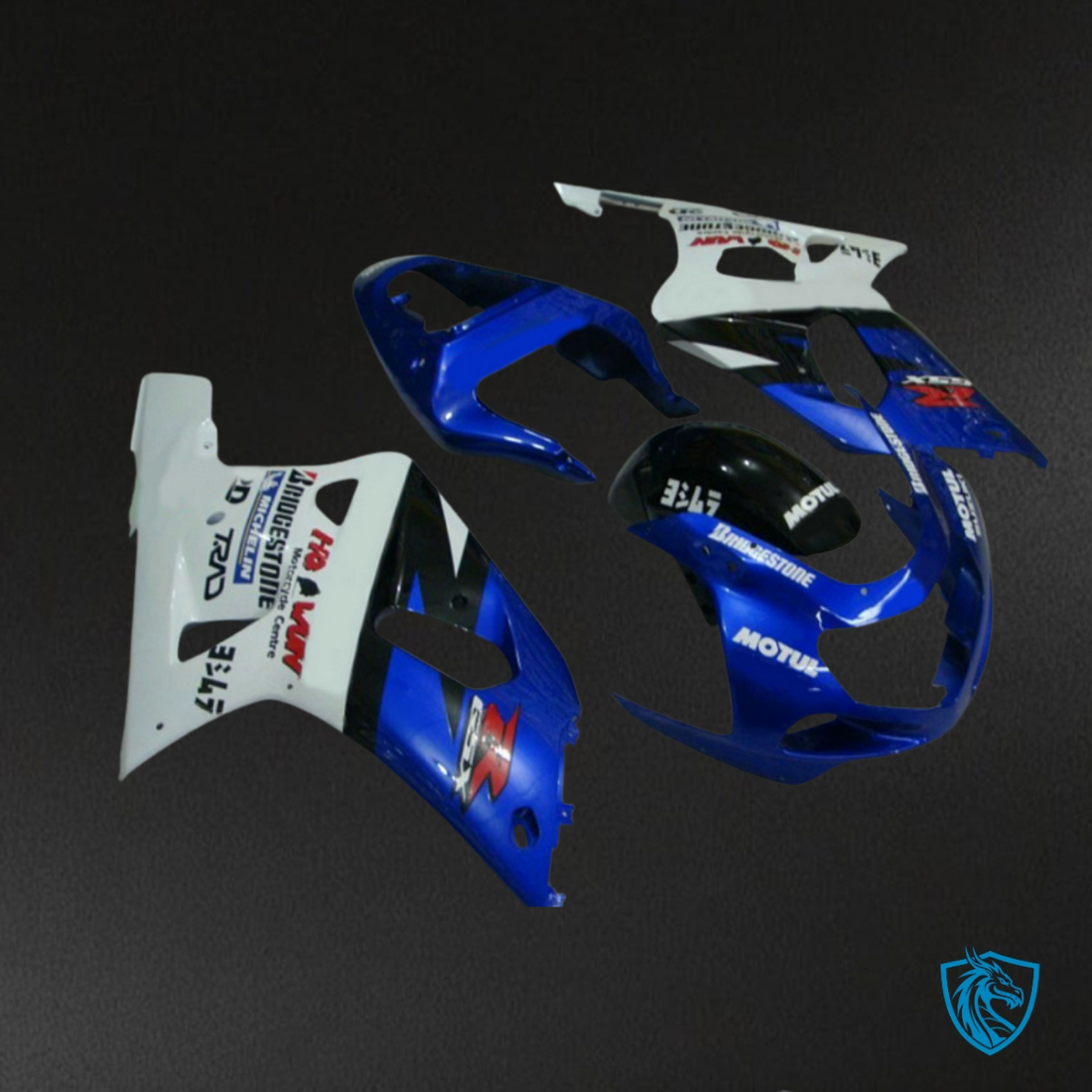 Suzuki GSXR600/750 (2001-2003) Gloss Blue & White Fairings Kit - Aftermarket ABS Bodywork