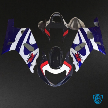 Suzuki GSXR600/750 (2001-2003) White & Blue Fairing Kit - Aftermarket ABS Bodywork