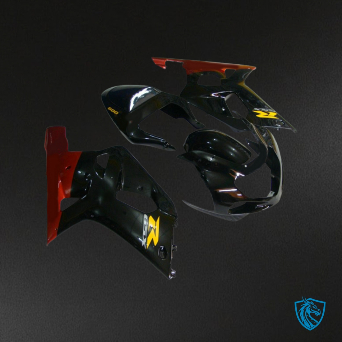 Suzuki GSXR600/750 (2001-2003) Gloss Black & Red Fairing Kit - Aftermarket ABS Bodywork