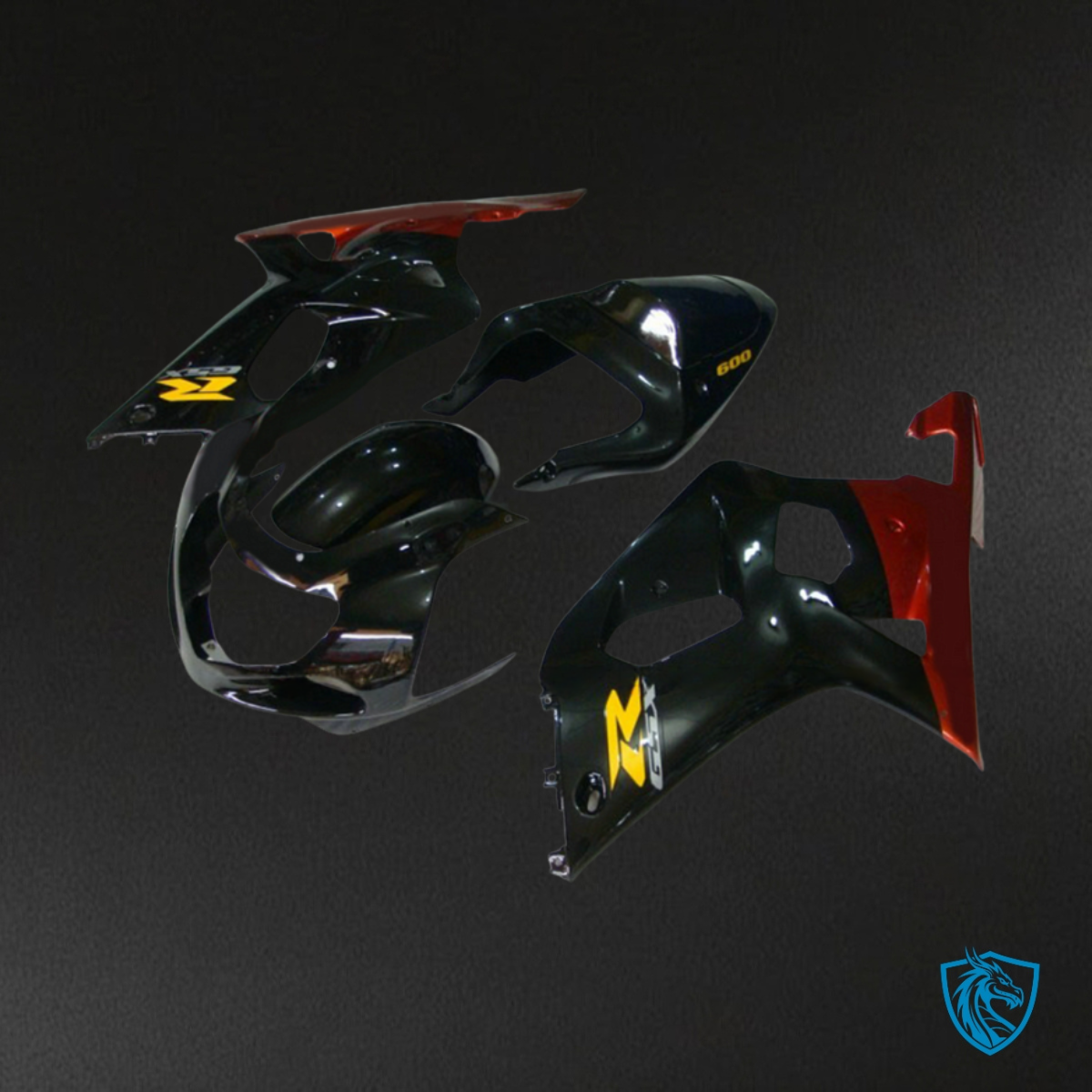 Suzuki GSXR600/750 (2001-2003) Gloss Black & Red Fairing Kit - Aftermarket ABS Bodywork