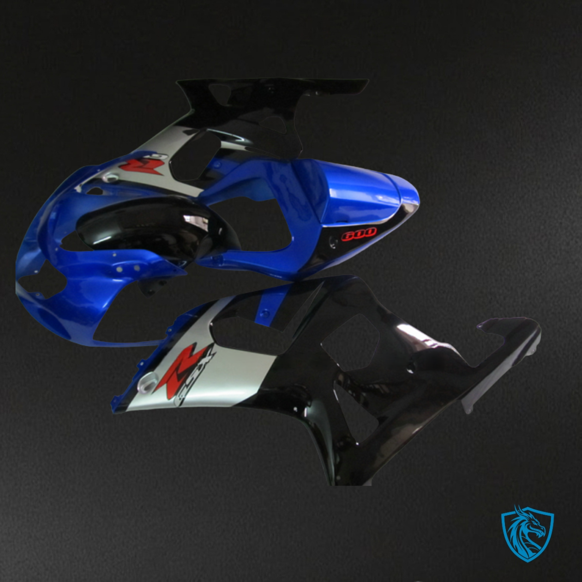 Suzuki GSXR600/750 (2001-2003) Glossy Blue, Black & White  ABS Bodywork - Fairings Kit