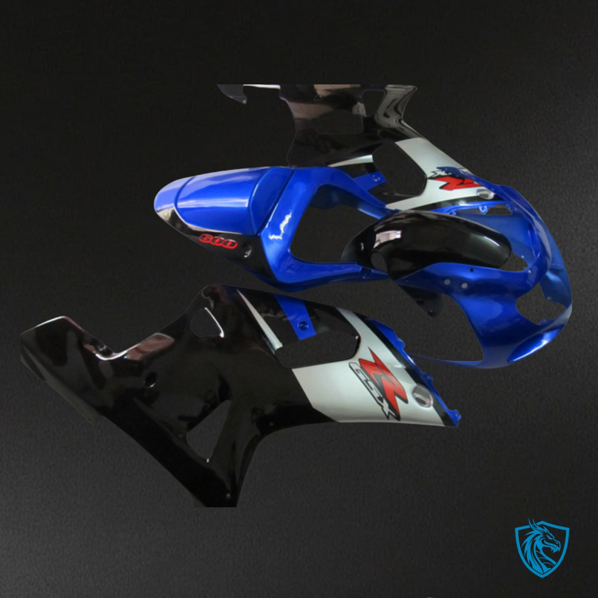 Suzuki GSXR600/750 (2001-2003) Glossy Blue, Black & White  ABS Bodywork - Fairings Kit