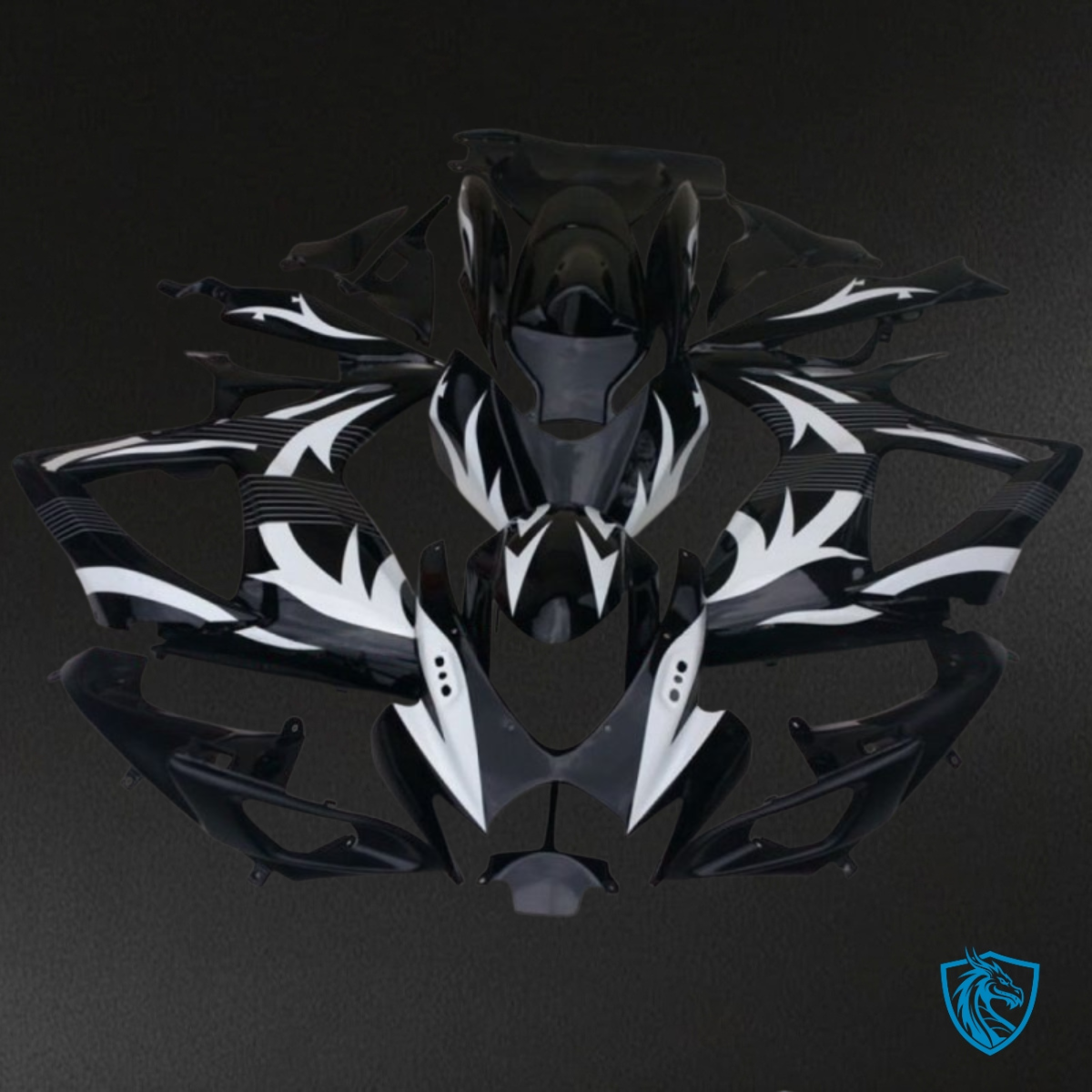 Suzuki GSXR600/750 (2006-2007) Black & White Fairing Kit - Aftermarket ABS Bodywork