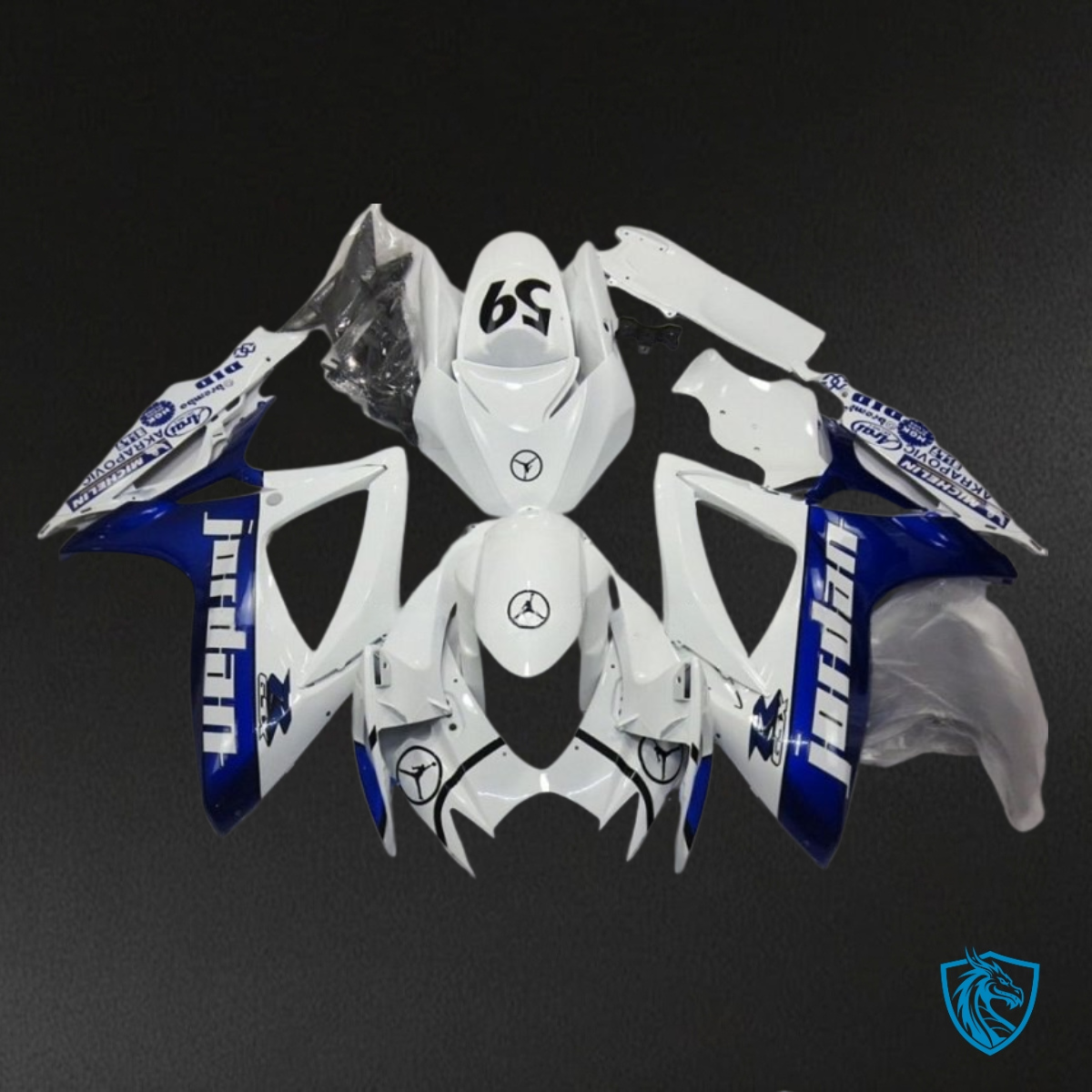 Suzuki GSXR600/750 (2006-2007) Blue & White Jordan - Custom ABS Fairing Kit