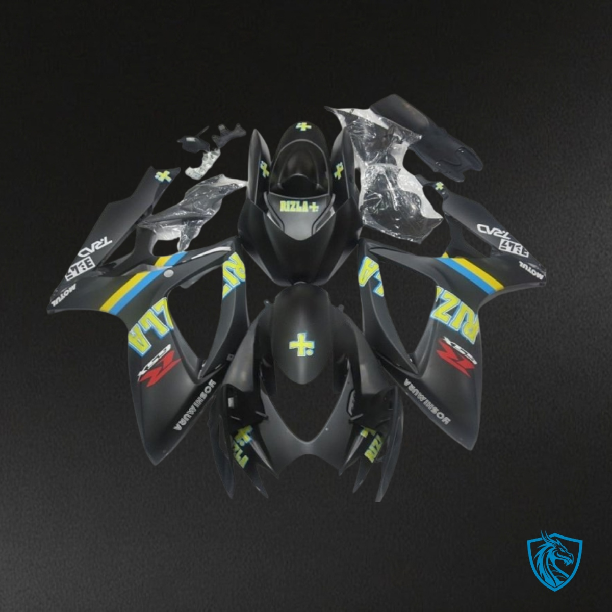 Suzuki GSXR600/750 (2006-2007) Black, Green & Yellow Fairing Kit - Aftermarket ABS Bodywork