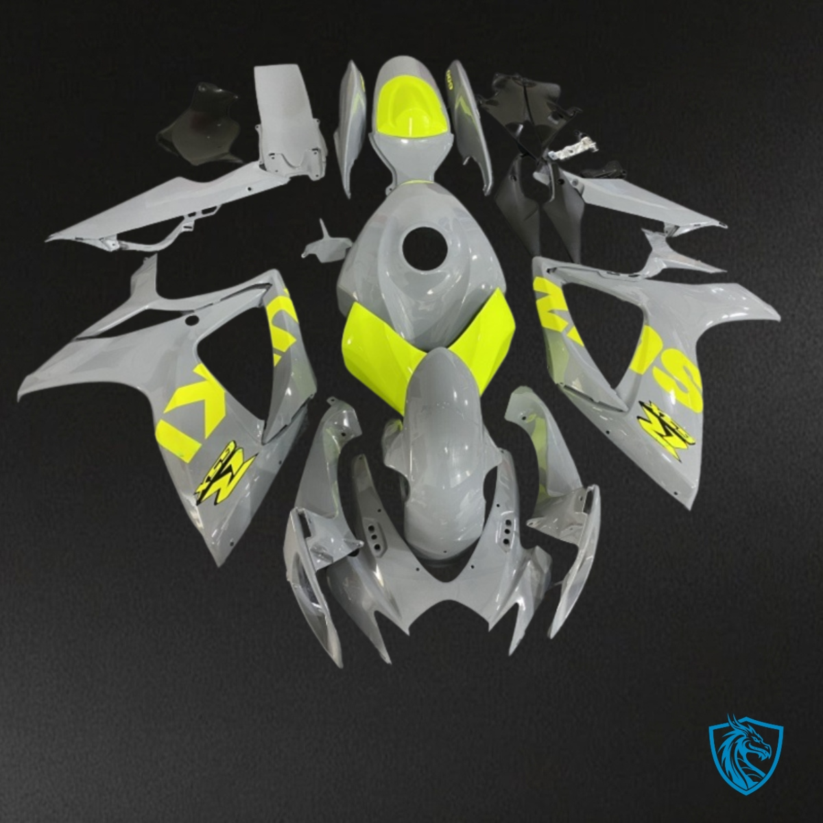 Suzuki GSXR600/750 (2006-2007) Glossy Gray & Yellow - Custom ABS Fairing Kit