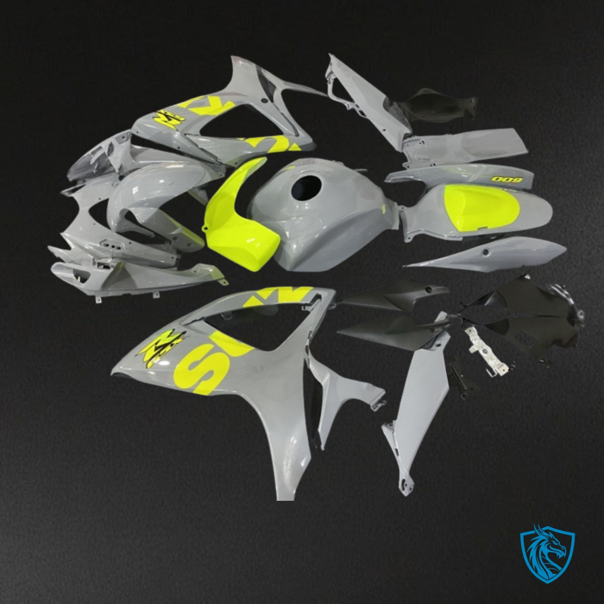 Suzuki GSXR600/750 (2006-2007) Glossy Gray & Yellow - Custom ABS Fairing Kit