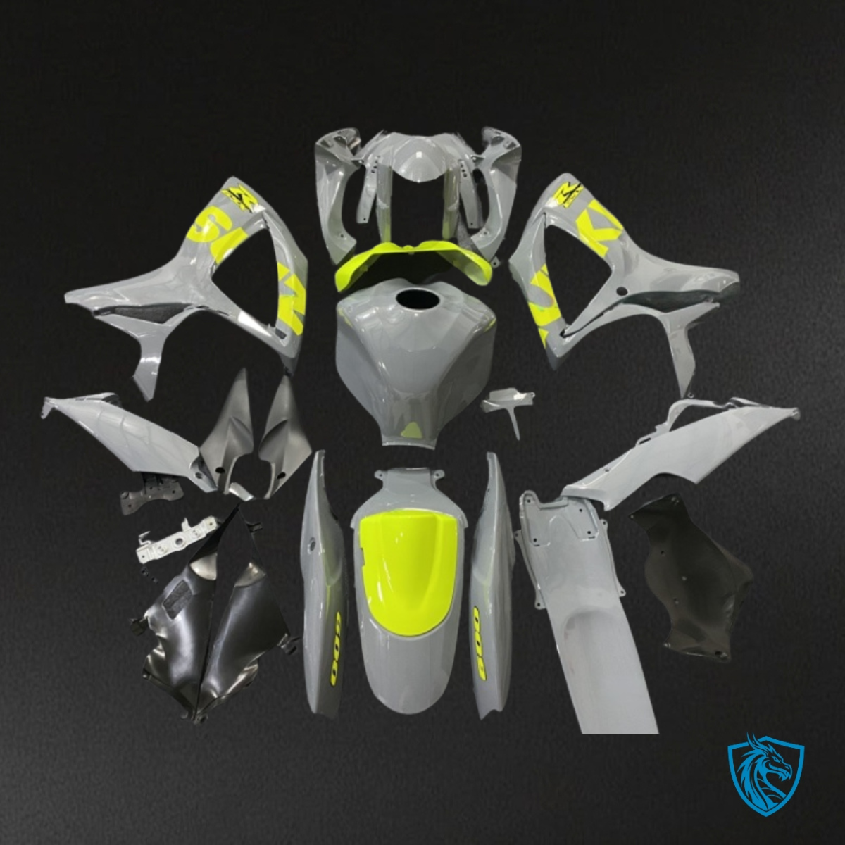 Suzuki GSXR600/750 (2006-2007) Glossy Gray & Yellow - Custom ABS Fairing Kit