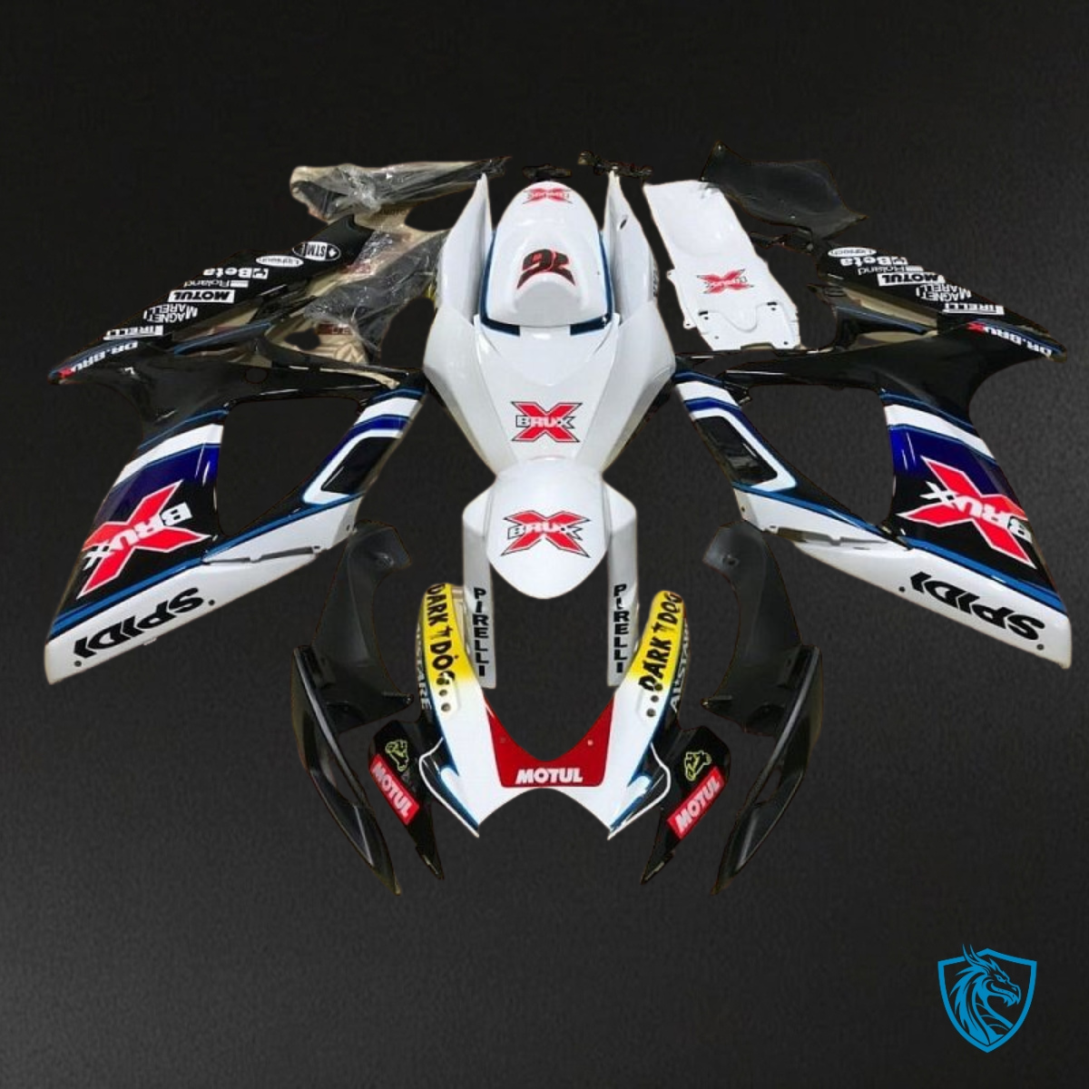 Suzuki GSXR600/750 (2006-2007) White & Black Fairing Kit - Aftermarket ABS Bodywork