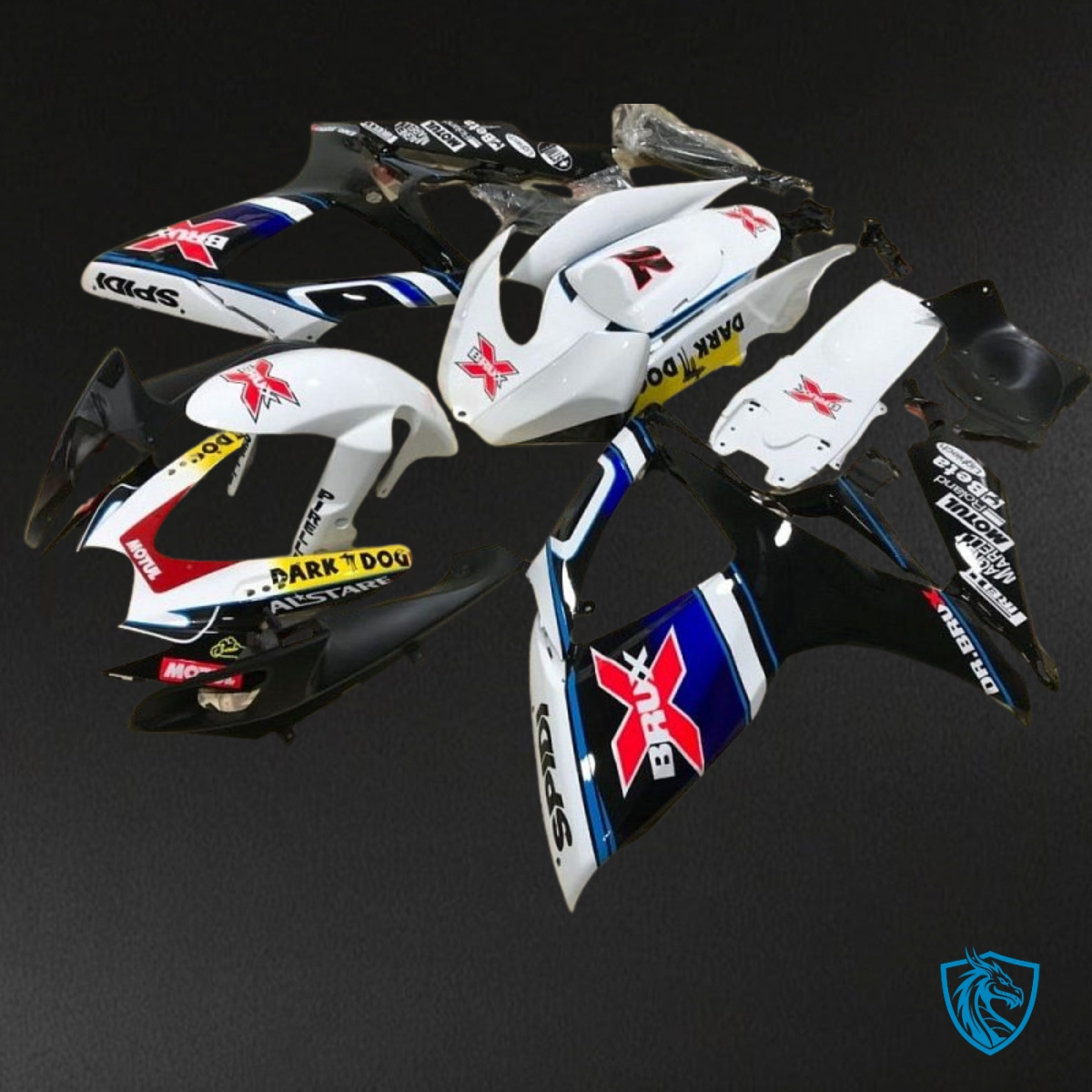 Suzuki GSXR600/750 (2006-2007) White & Black Fairing Kit - Aftermarket ABS Bodywork