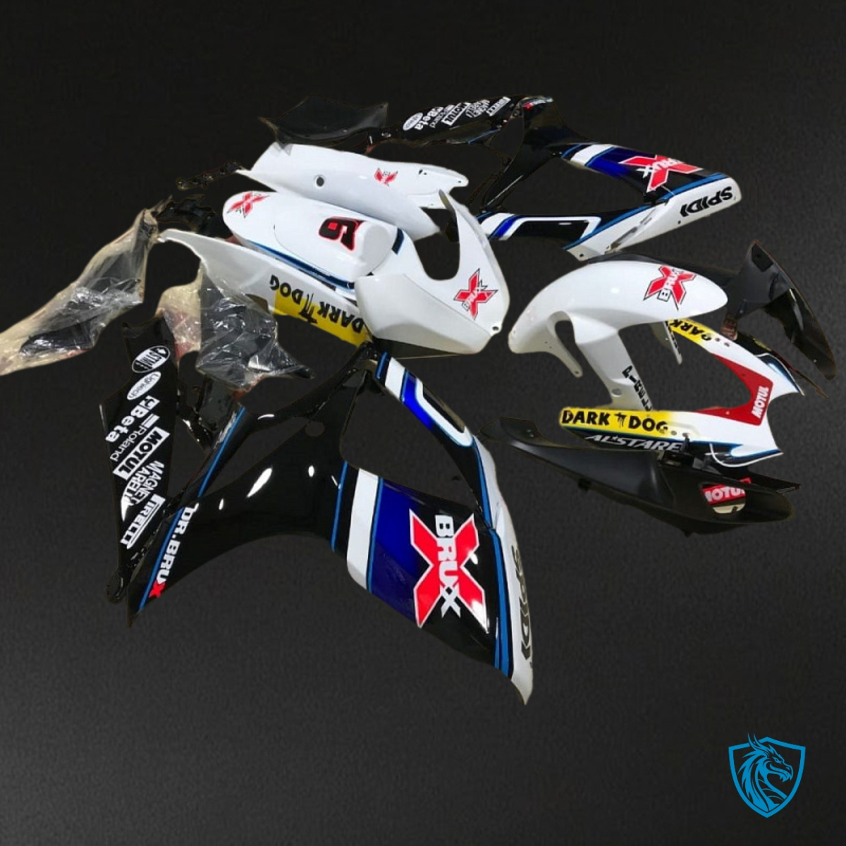 Suzuki GSXR600/750 (2006-2007) White & Black Fairing Kit - Aftermarket ABS Bodywork