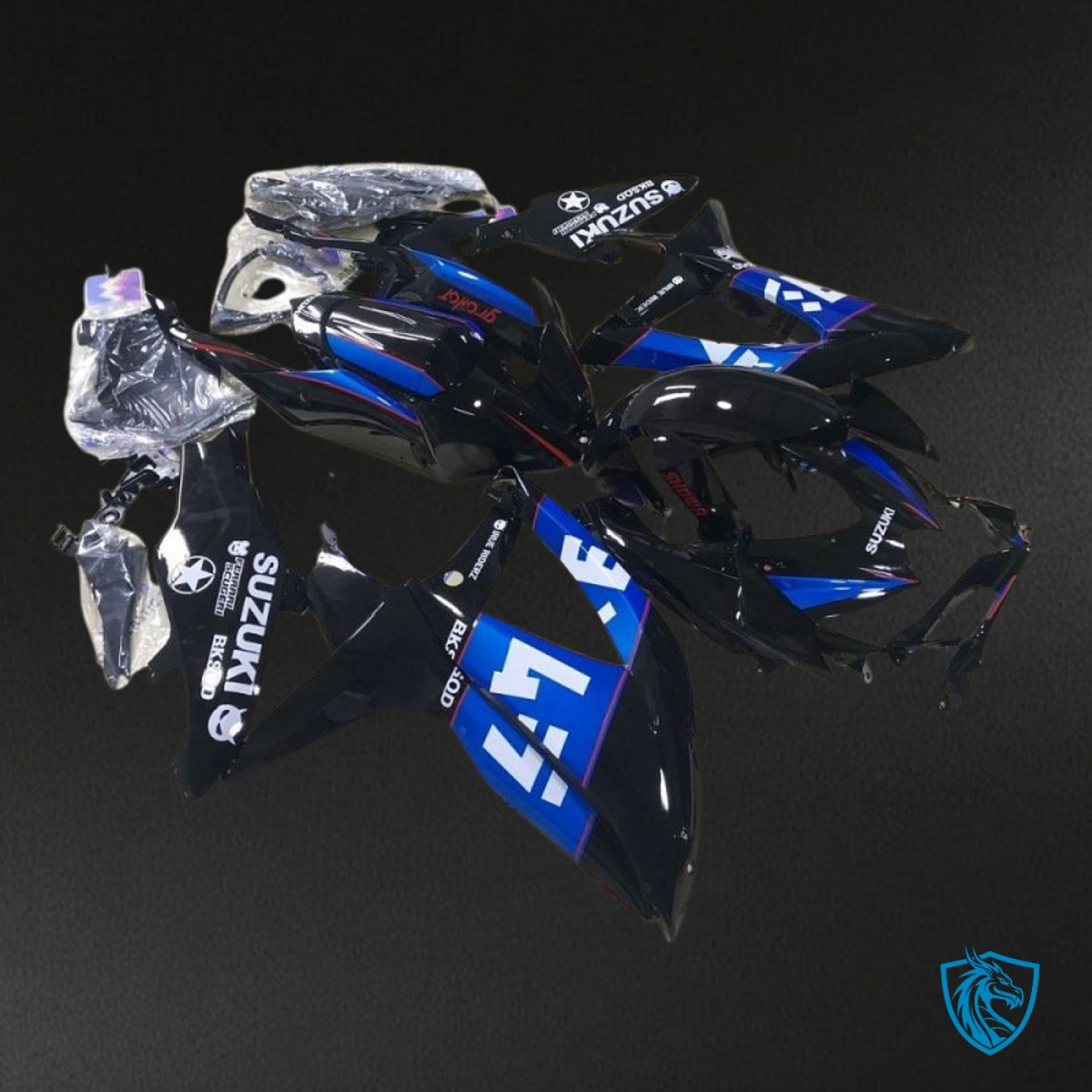Suzuki GSXR600/750 (2008-2010) Black, Blue & white logo Fairing Kit - Aftermarket ABS Bodywork