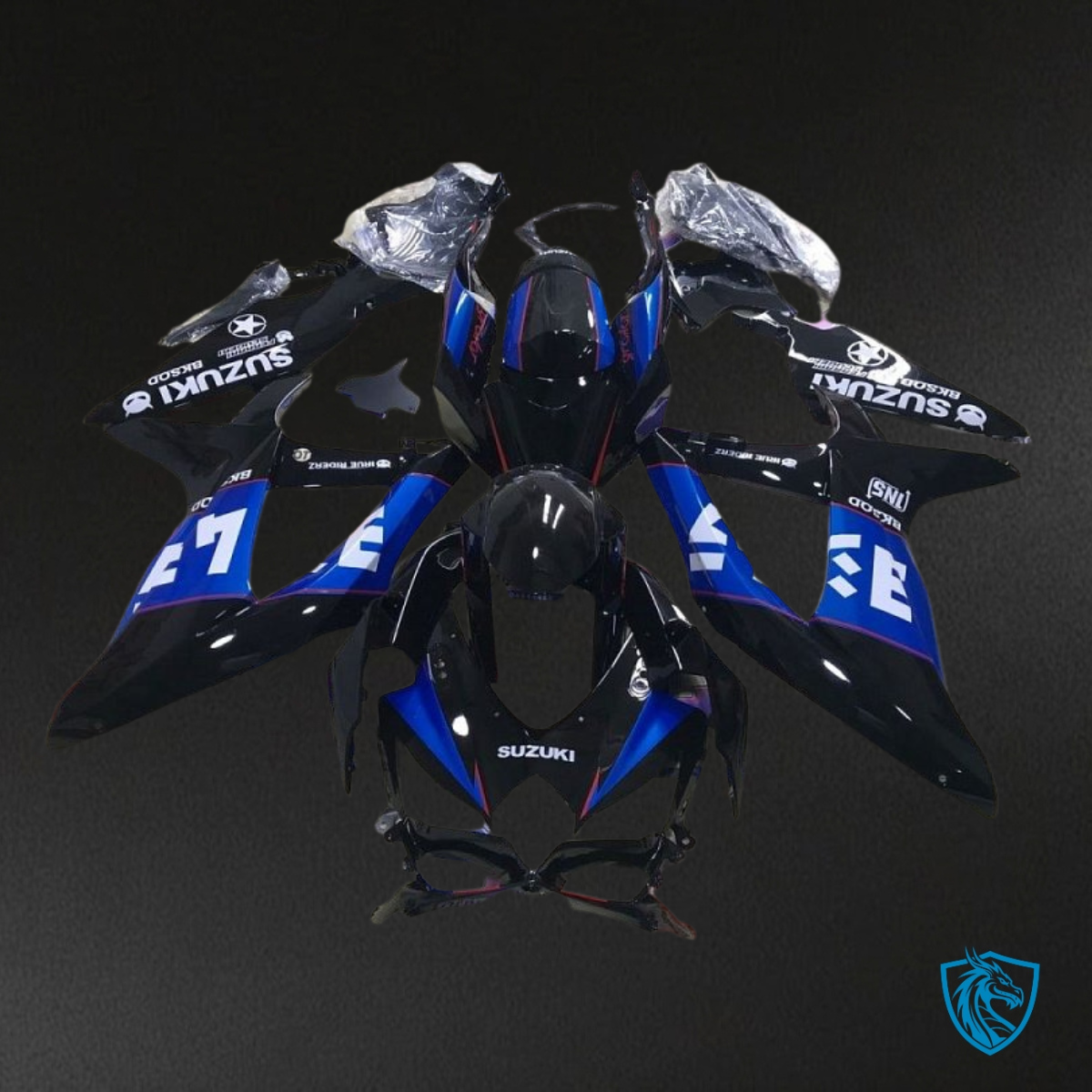 Suzuki GSXR600/750 (2008-2010) Black, Blue & white logo Fairing Kit - Aftermarket ABS Bodywork
