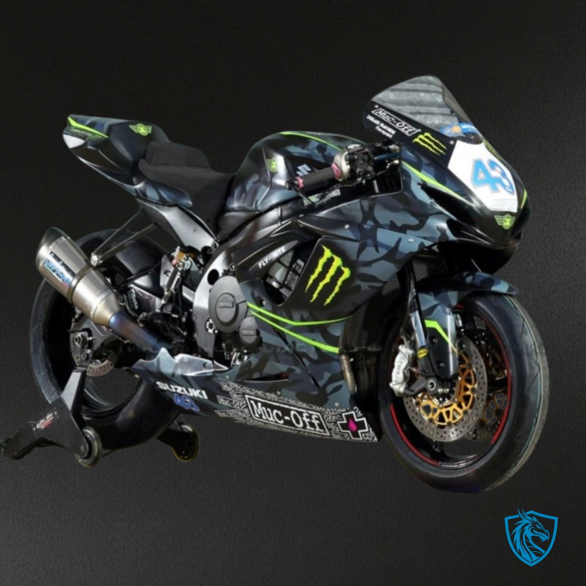 Suzuki GSXR600/750 (2008-2010) Black & Gray Camo Fairing Kit - Aftermarket ABS Bodywork