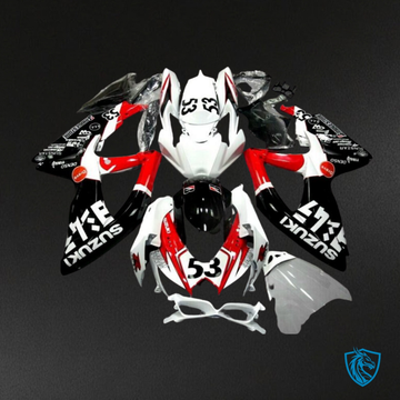 Suzuki GSXR600/750 (2008-2010) Black, Red & White logo Fairing Kit - Aftermarket ABS Bodywork