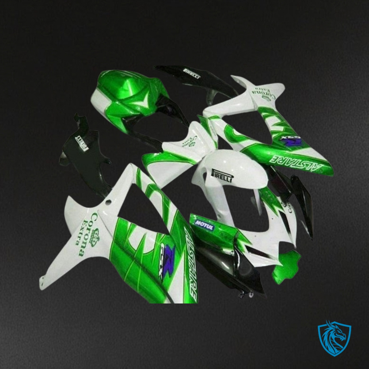 Suzuki GSXR600/750 (2008-2010) Green & White - Custom ABS Fairing Kit