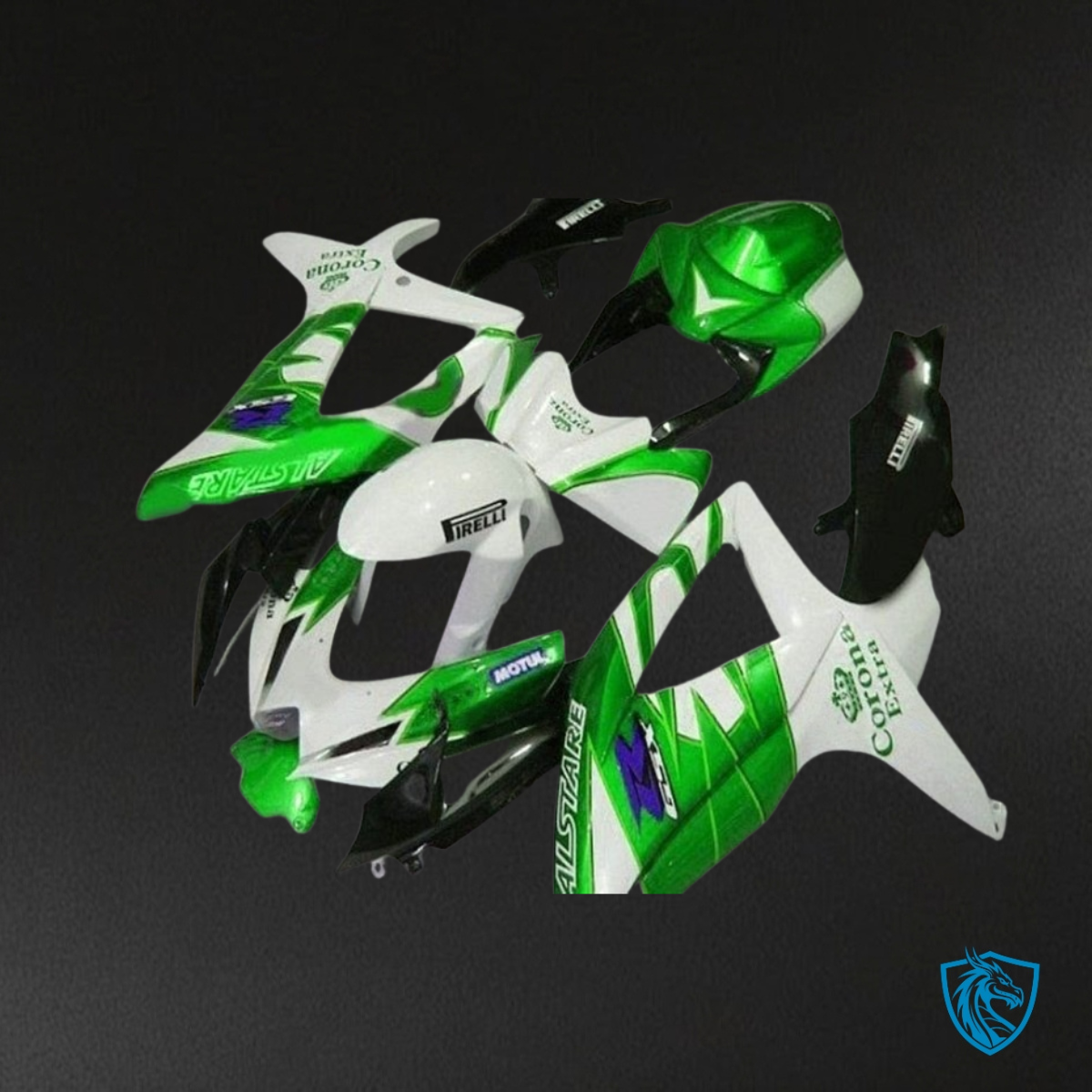 Suzuki GSXR600/750 (2008-2010) Green & White - Custom ABS Fairing Kit