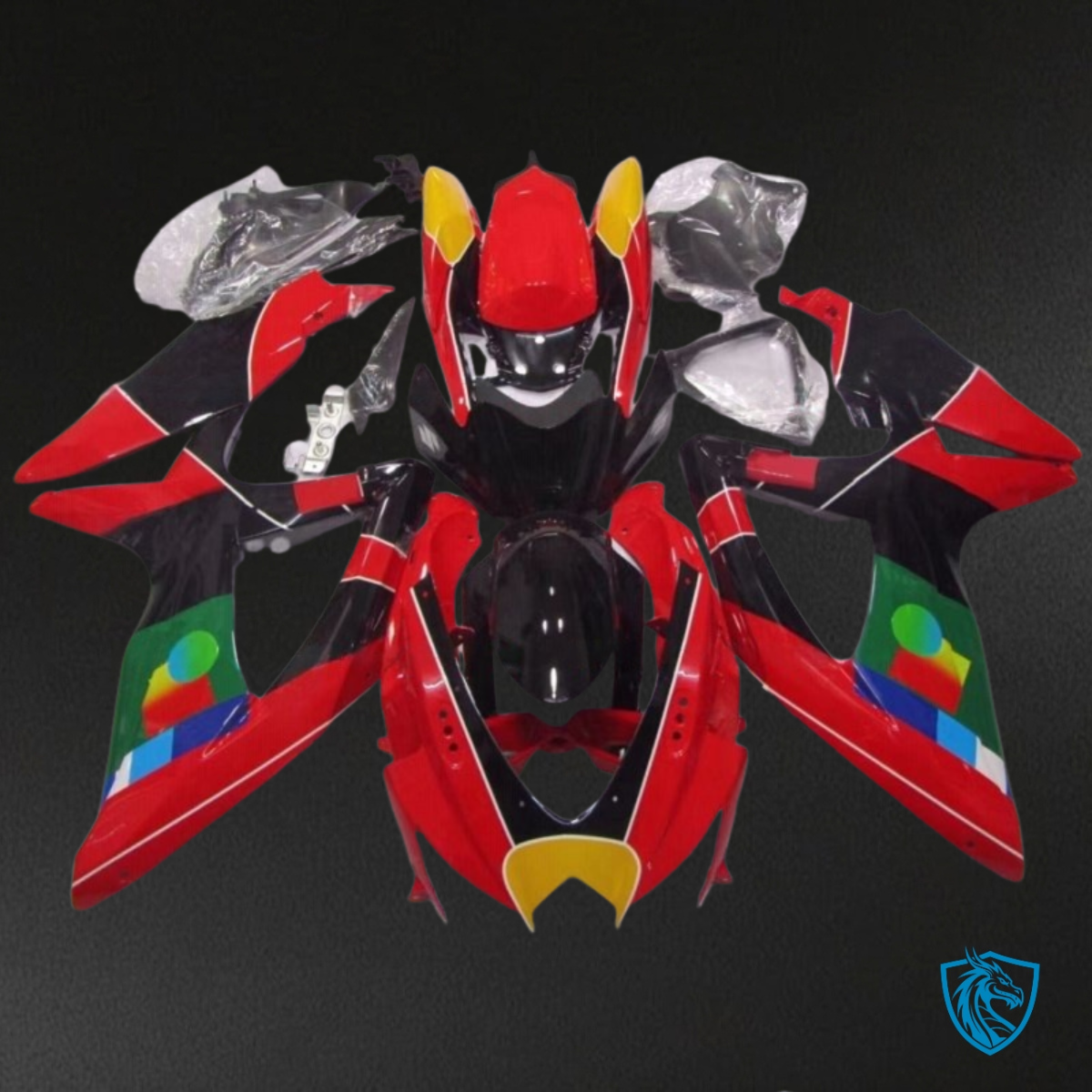 Suzuki GSXR600/750 (2008-2010) Red, Black & Green Fairings Kit | ABS Bodywork
