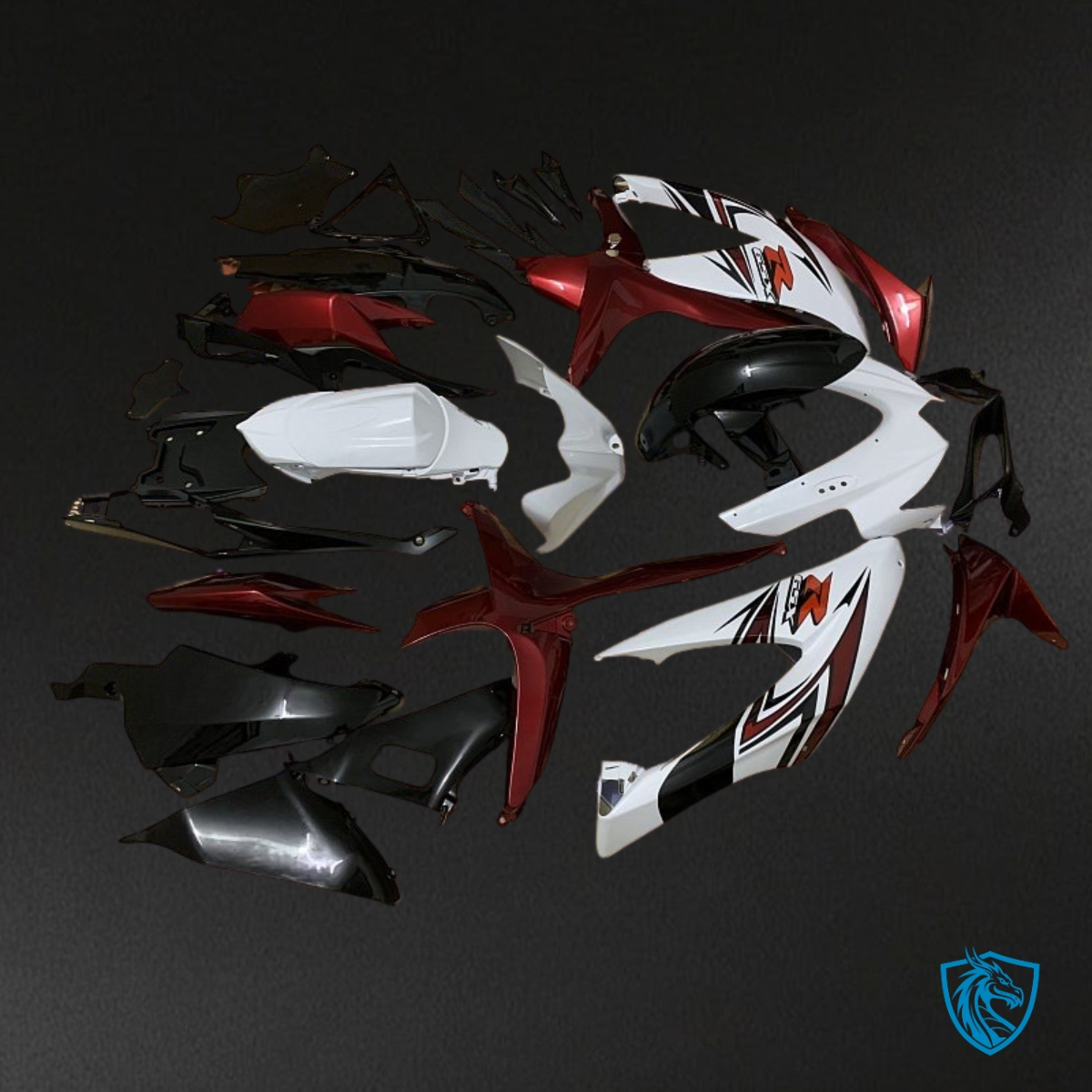 Suzuki GSXR600/750 (2008-2010) White & Red Fairing Kit - Aftermarket ABS Bodywork
