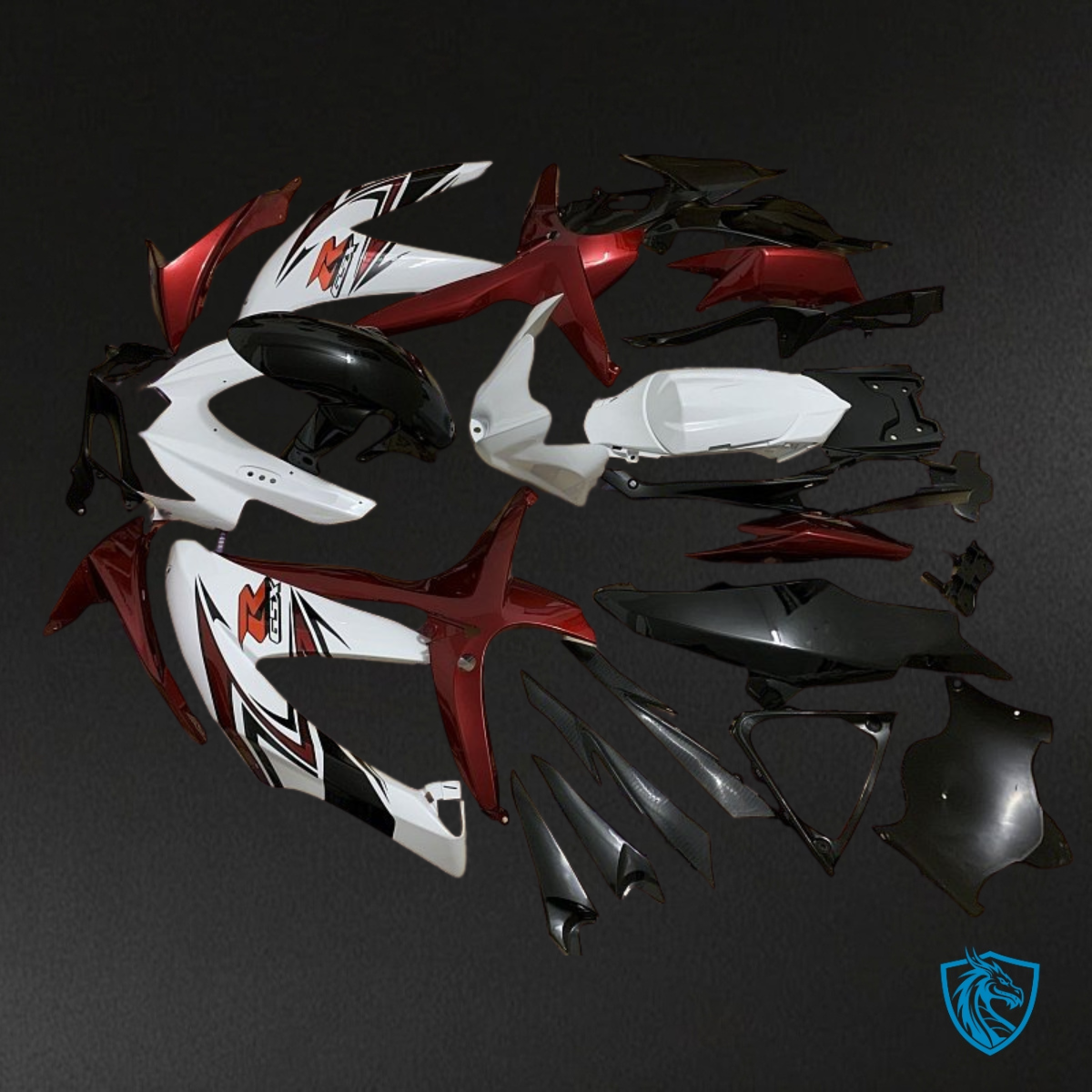 Suzuki GSXR600/750 (2008-2010) White & Red Fairing Kit - Aftermarket ABS Bodywork