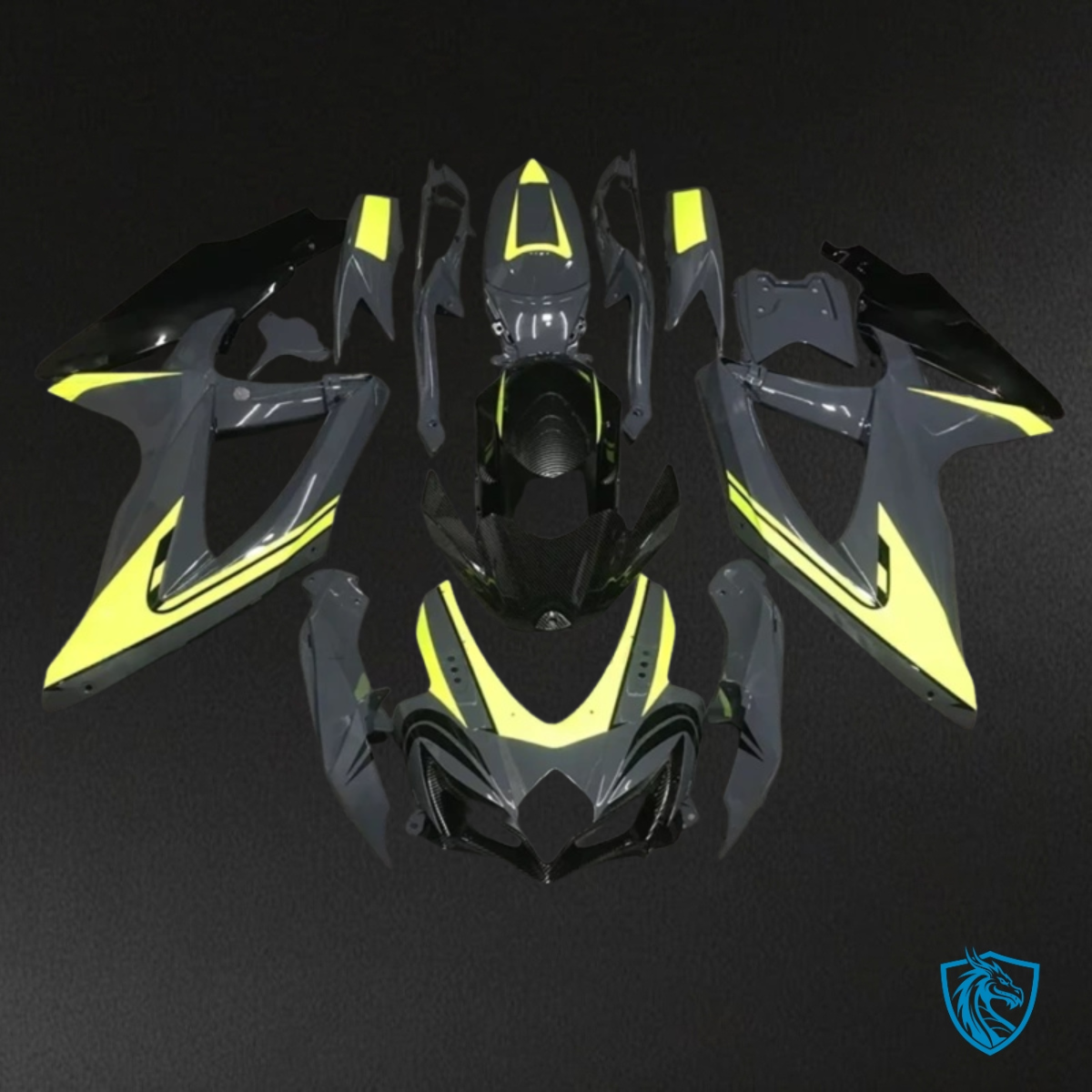 Suzuki GSXR600/750 (2008-2010) Yellow, Gray & Black - Custom ABS Fairing Kit
