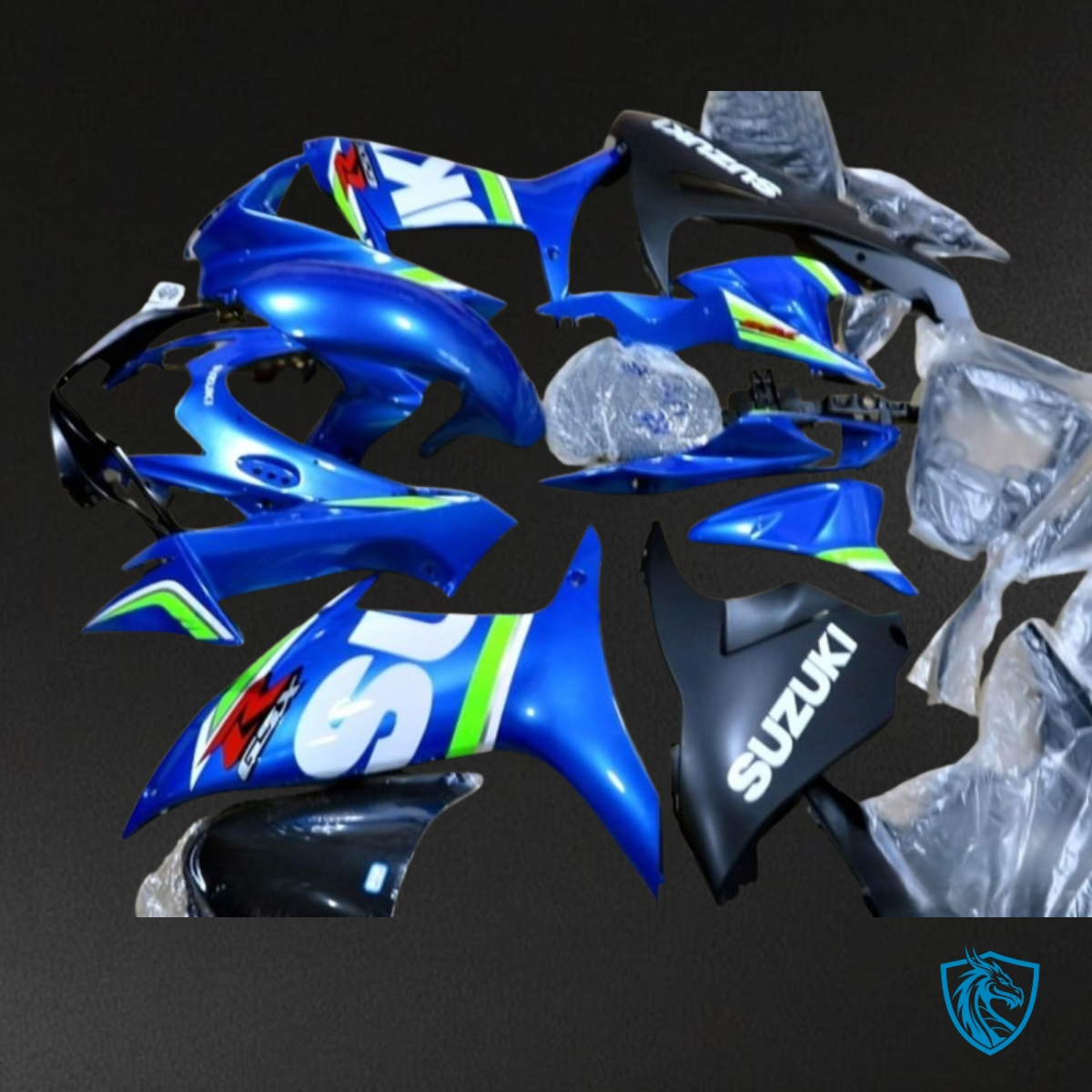 Suzuki GSXR600/750 (2011-2019) Glossy Blue, Black & Green - Custom ABS Fairing Kit