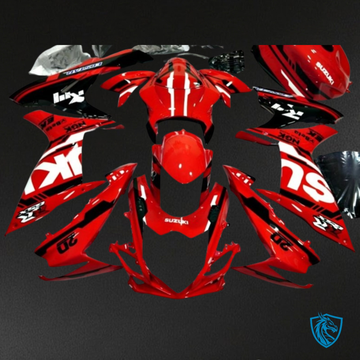 Suzuki GSXR600/750 (2011-2019) Glossy Red, Black & White - MERGEment Motorcycle Fairings Kit