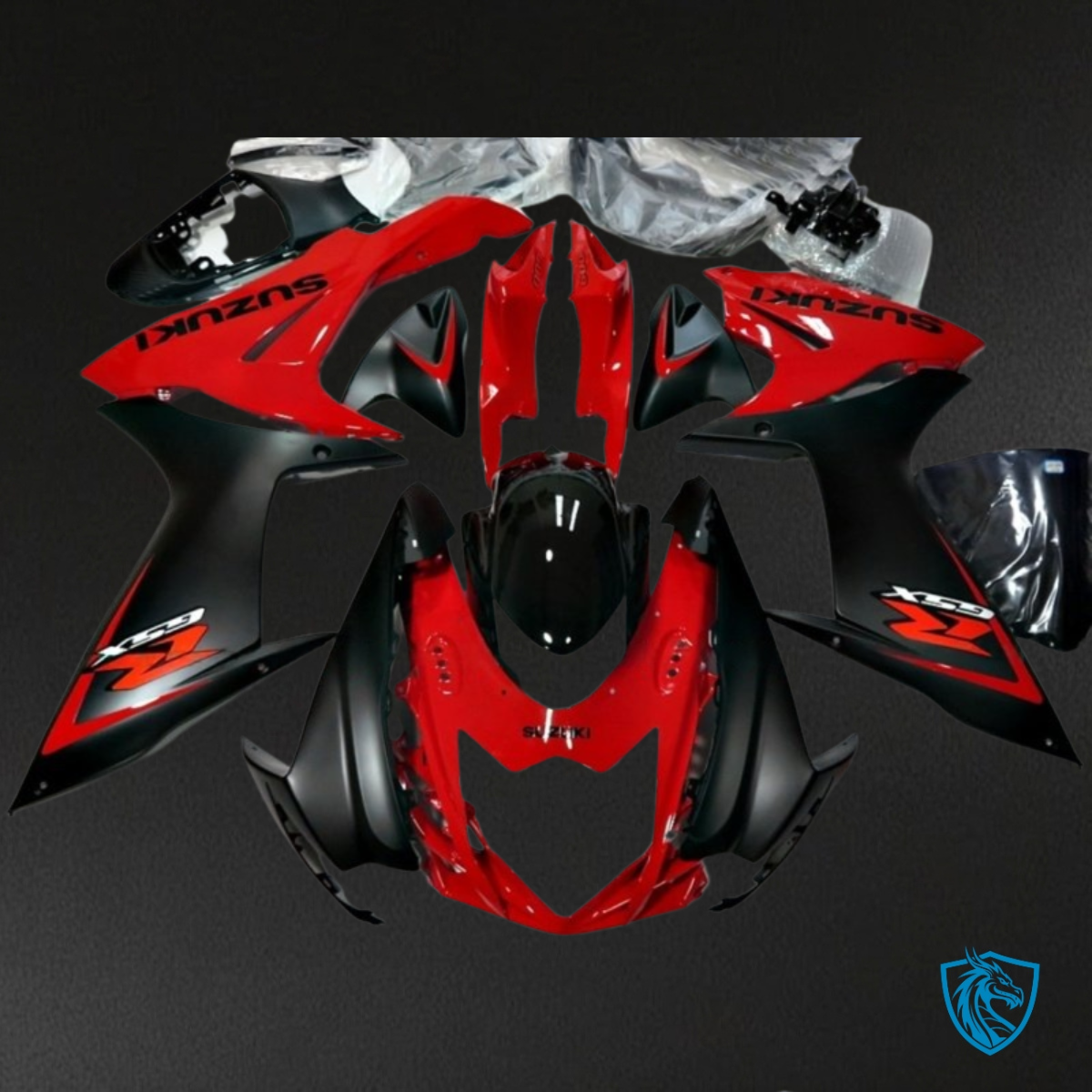 Suzuki GSXR600/750 (2011-2019) Black & Glossy Red Fairing Kit - Aftermarket ABS Bodywork