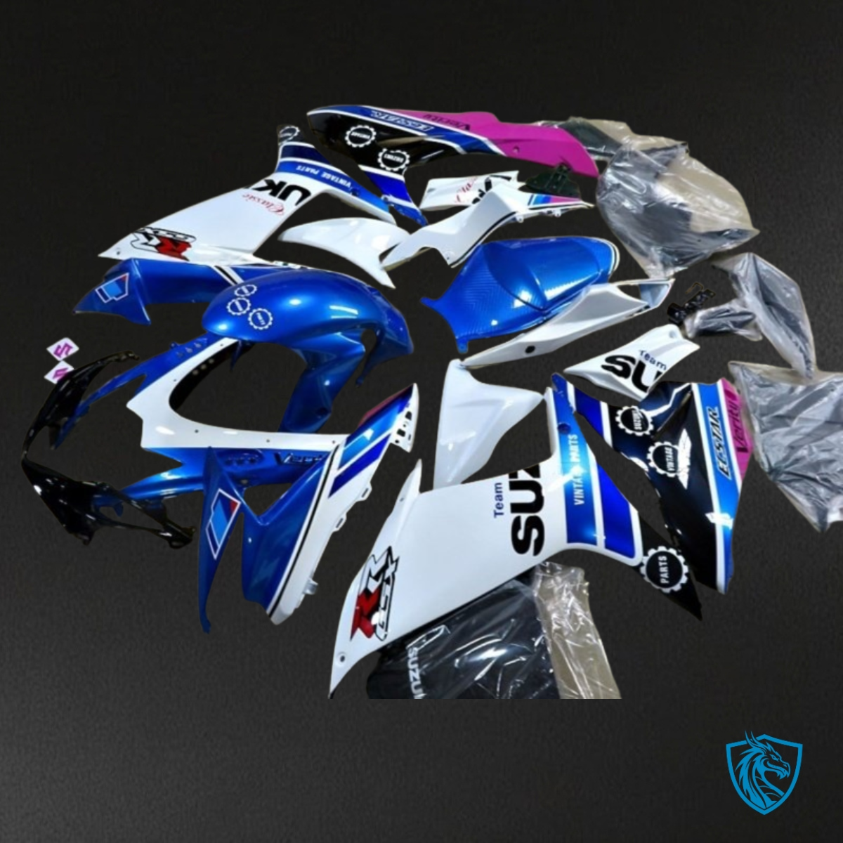 Suzuki GSXR600/750 (2011-2019) Blue, Black & White Fairing Kit - Aftermarket ABS Bodywork