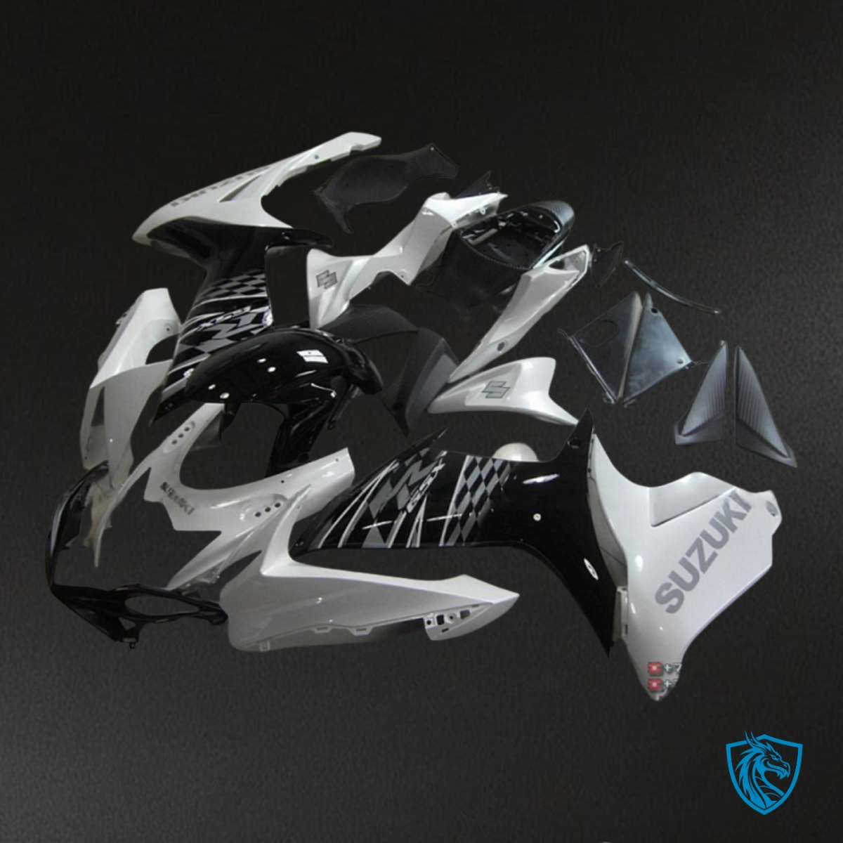 Suzuki GSXR600/750 (2011-2019) Black & Gloss White Fairing Kit - Aftermarket ABS Bodywork