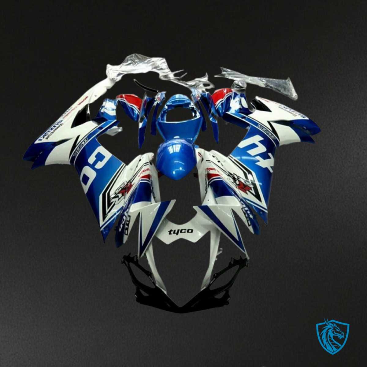 Suzuki GSXR600/750 (2011-2019) Blue & White Tyco - Custom ABS Fairing Kit