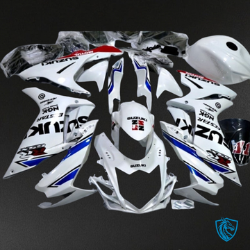 Suzuki GSXR600/750 (2011-2019) Glossy White & Blue - MERGEment Motorcycle Fairings Kit