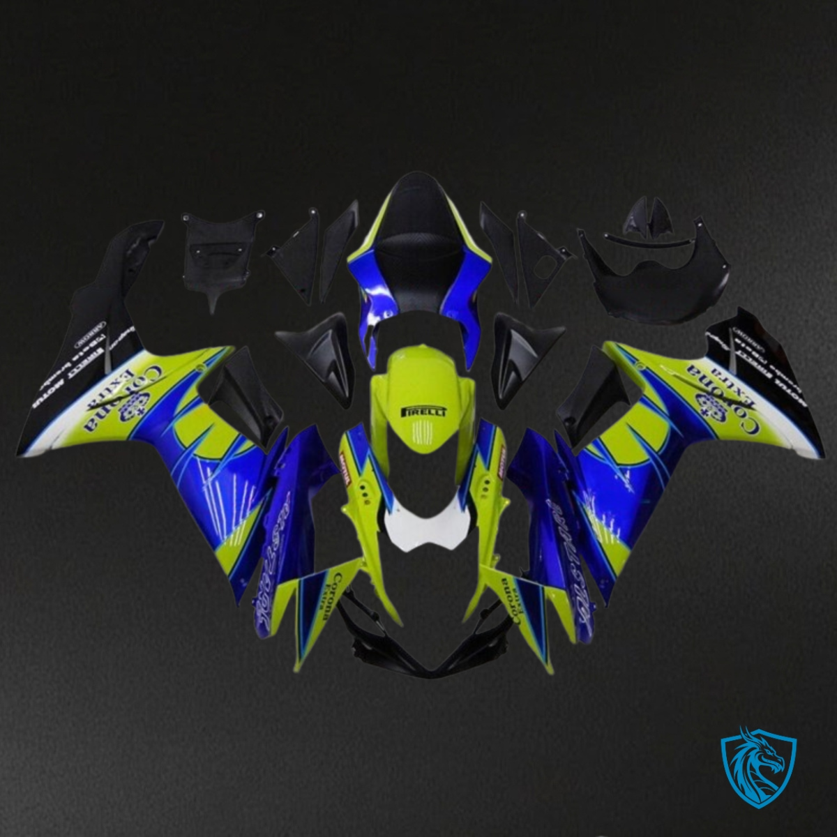 Suzuki GSXR600/750 (2011-2019) Blue & Lime Green Fairings Kit | ABS Bodywork