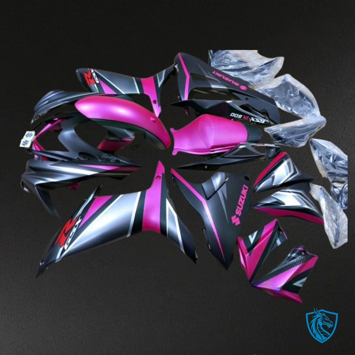 Suzuki GSXR600/750 (2011-2019) Black, Gray & Pink Fairing Kit - Aftermarket ABS Bodywork