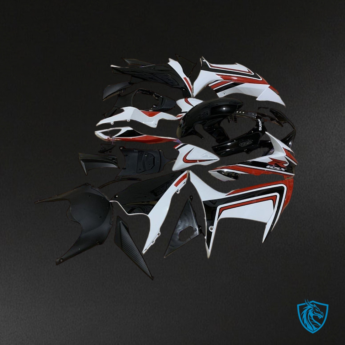 Suzuki GSXR600/750 (2011-2019) White, Black & Red Fairing Kit - Aftermarket ABS Bodywork